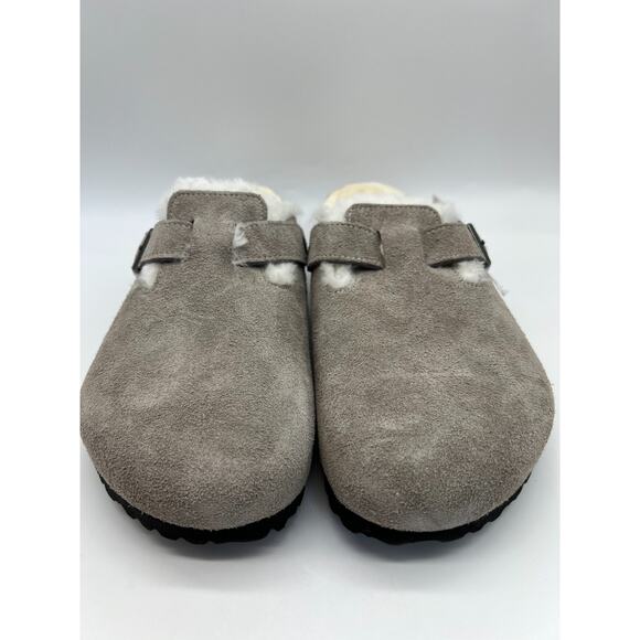 Birkenstock Boston Shearling Stone Coin Suede Leather Men's Size 12 New - Picture 10 of 16